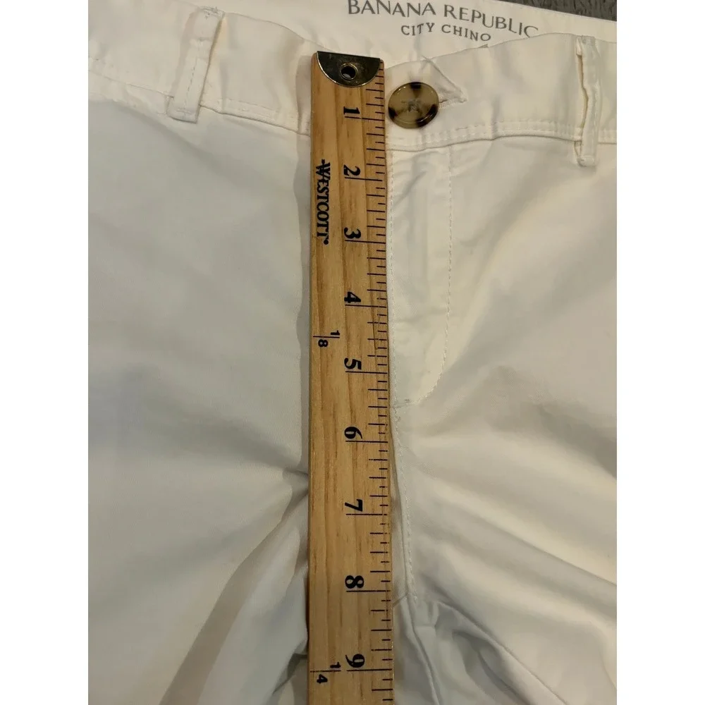 Banana Republic City Chino Pants Womens 4 Off White Cream Straight Leg Stretch